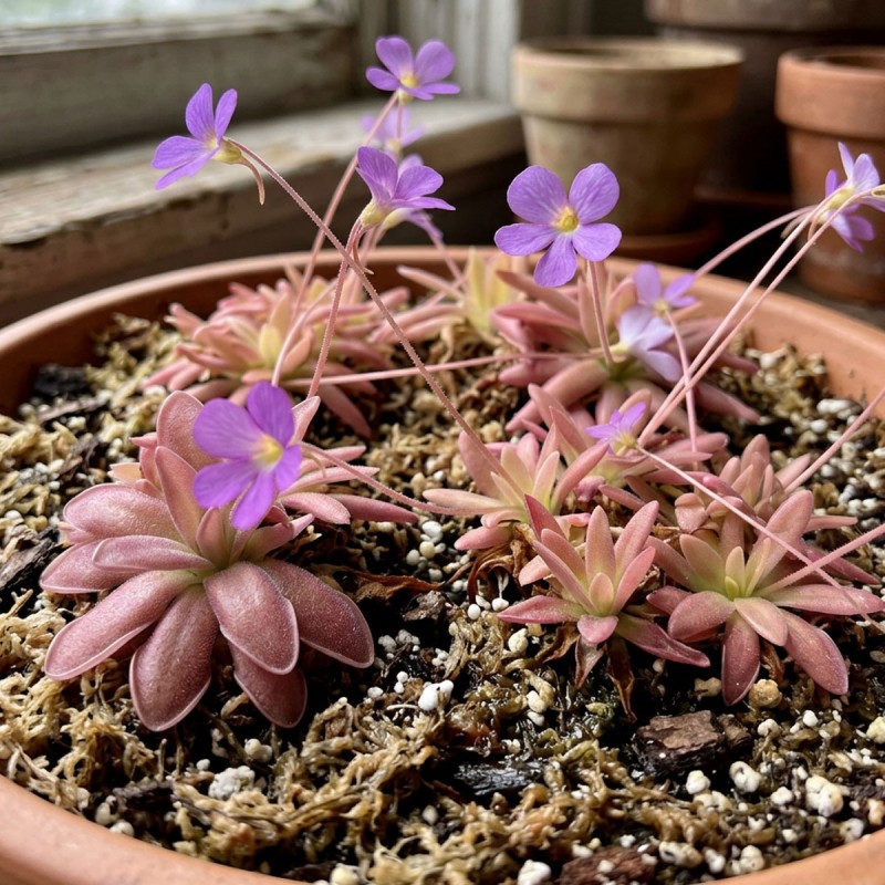 Pinguicula 'Aphrodite clone mini' - roślina owadożerna tłustosz miniaturowy do terrarium