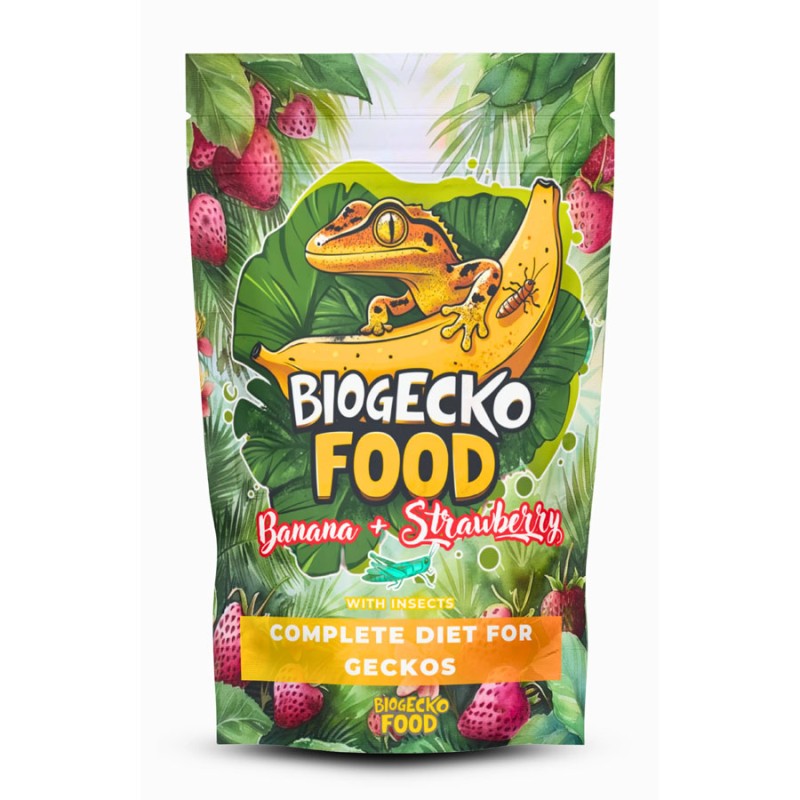 Pokarm dla gekonów BioGecko Food Banan i Truskawka 100g