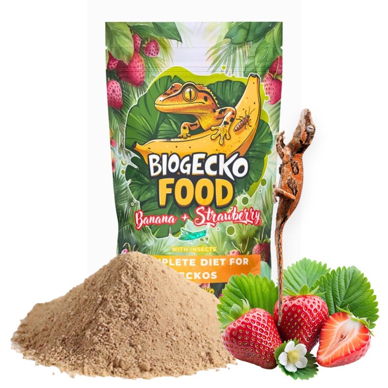 Pokarm dla gekonów BioGecko Food Banan i Truskawka 100g