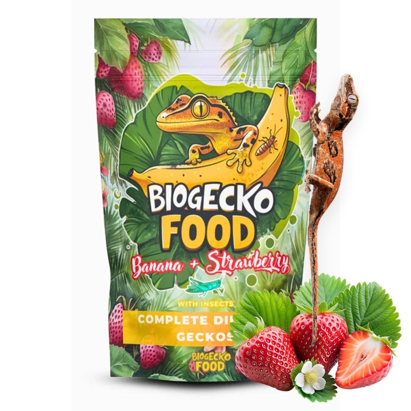 Pokarm dla gekonów BioGecko Food Banan i Truskawka 100g