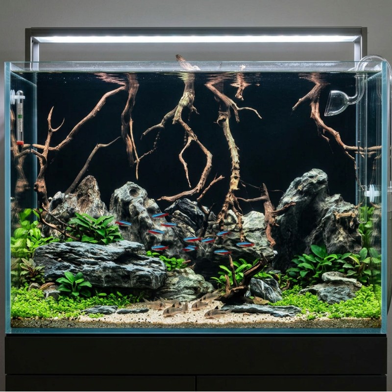 Tło do akwarium dwustronne Kamienie / Woda Aqua Nova
