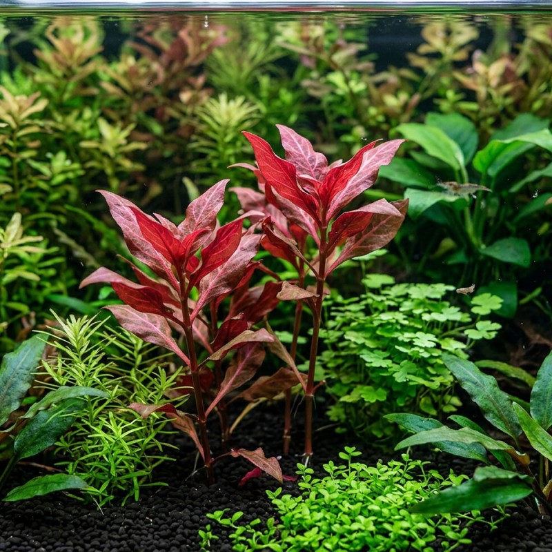 Alternanthera reineckii 'Rosanervig' - roślina do akwarium Alternanthera reineckii 'Rosanervig' - roślina do akwarium