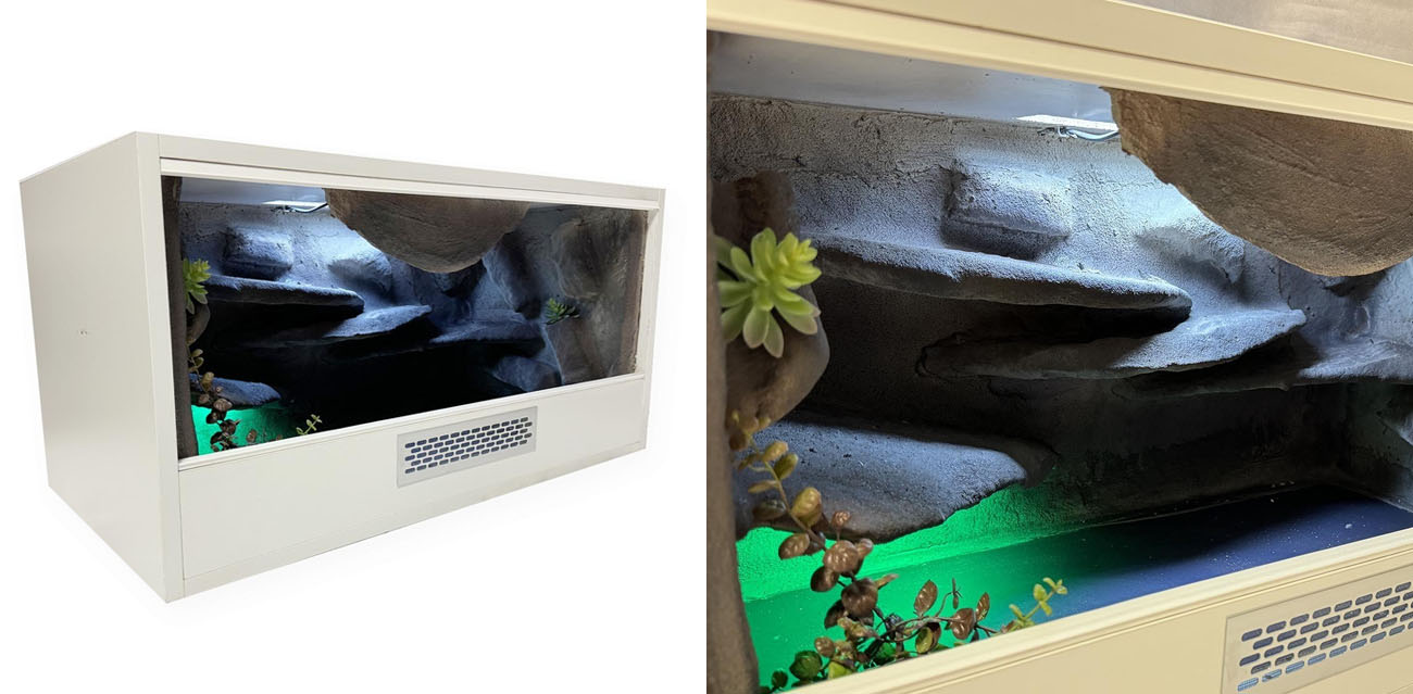 Terrarium z Płyty Meblowej 80x40x40cm ze Ścianką 3D i Oświetleniem