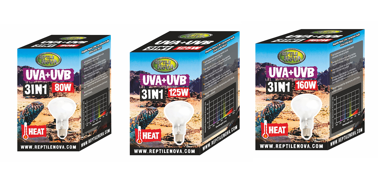 Reptile Nova UVB/UVA (80W-160W) - żarówka 3w1 (światło, ciepło, UV)