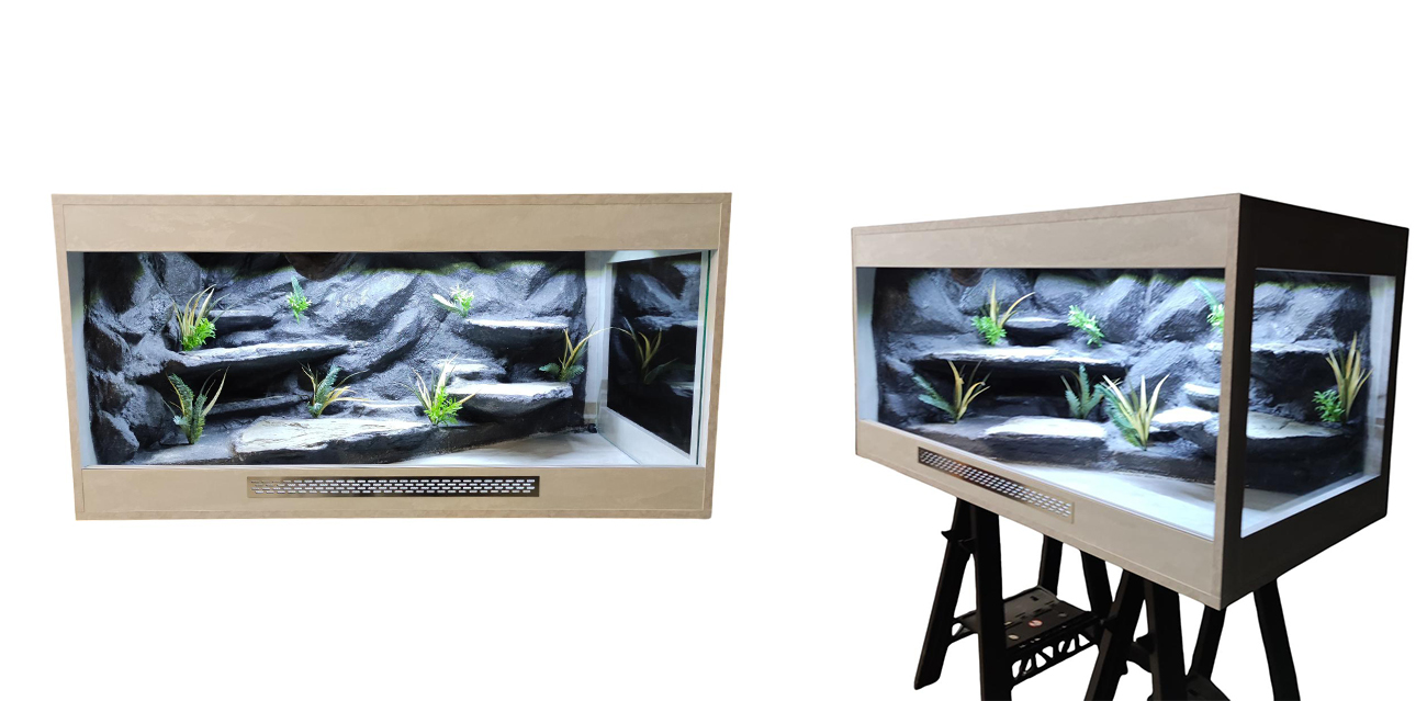 Gotowe Terrarium dla Agamy Brodatej 120x60x60 cm (przeszklony bok)