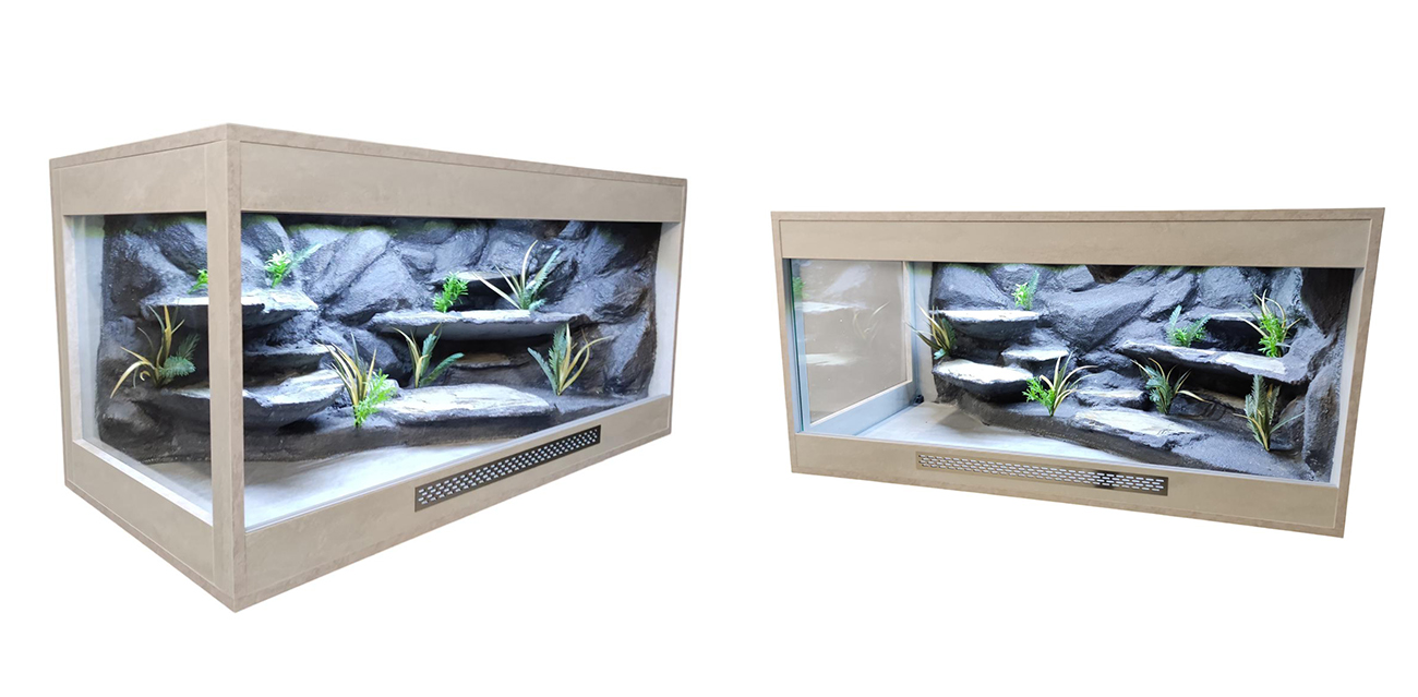 Kompletne Terrarium dla Agamy Brodatej 120x60x60 cm - Lewa Szyba