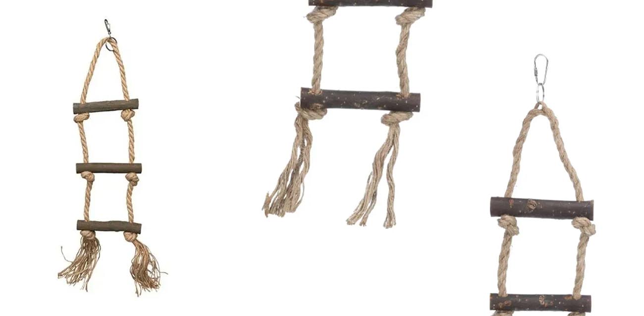 Naturalna drabinka sznurkowa z korą (33-40 cm) - most wspinaczkowy