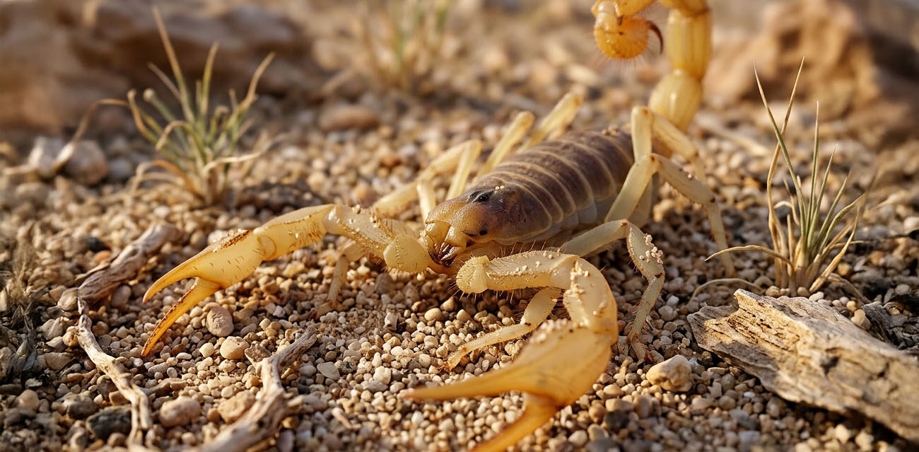 Karmienie skorpiona Hadrurus Arizonensis