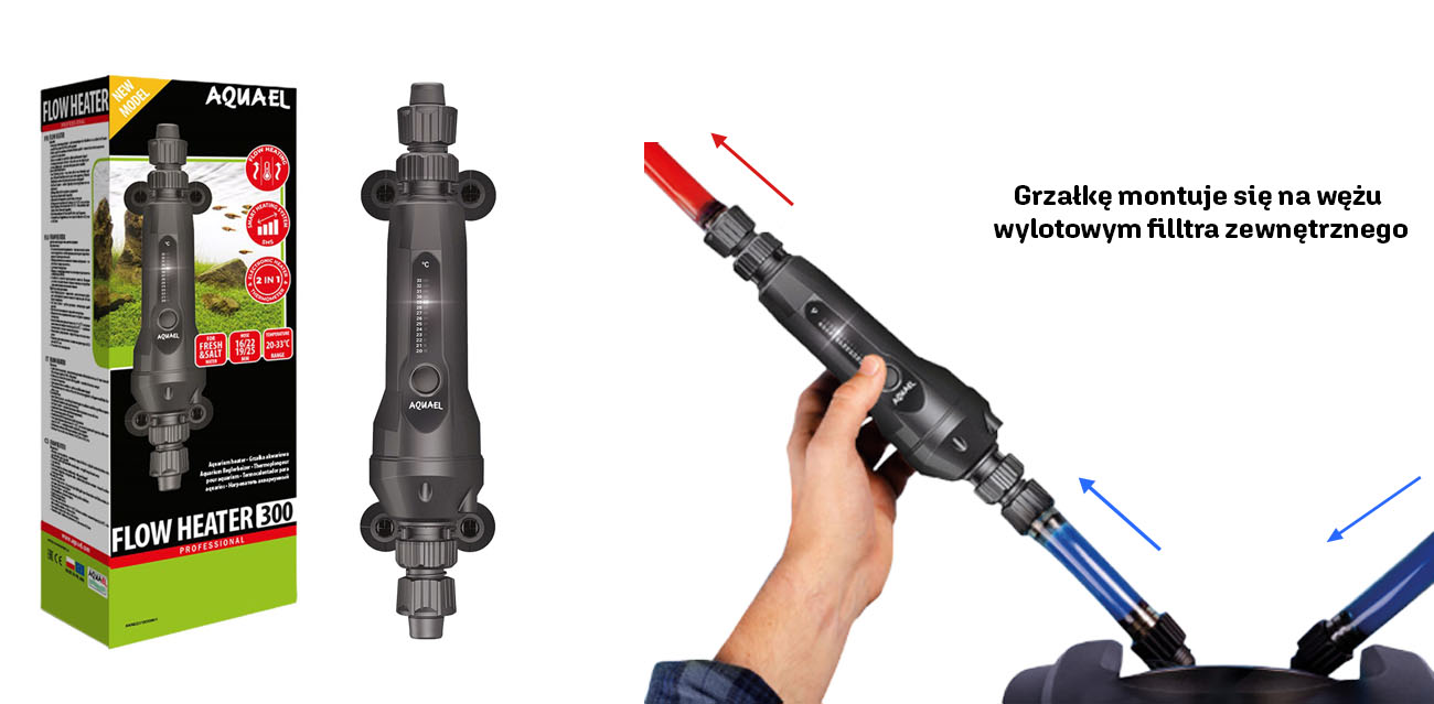 Grzałka przepływowa FLOW HEATER 2.0 300W / 500W do akwarium 100-1000L