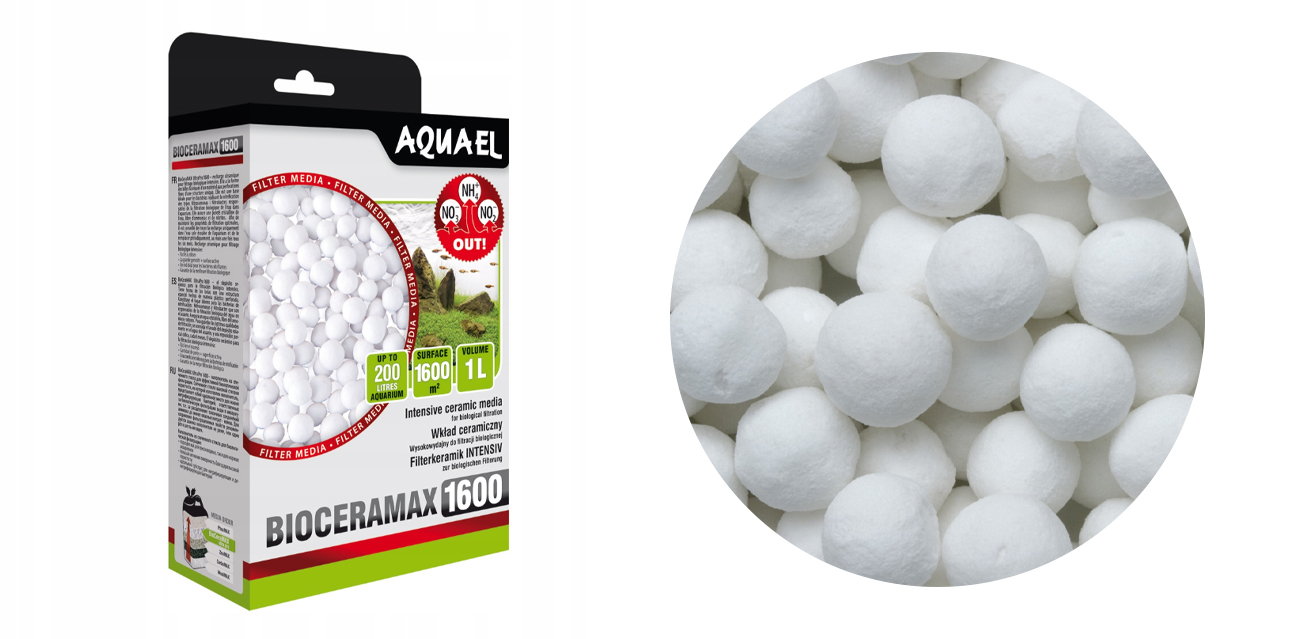 Aquael BioCeraMax UltraPro 1600 (1L) - profesjonalny wkład ze szkła spiekanego