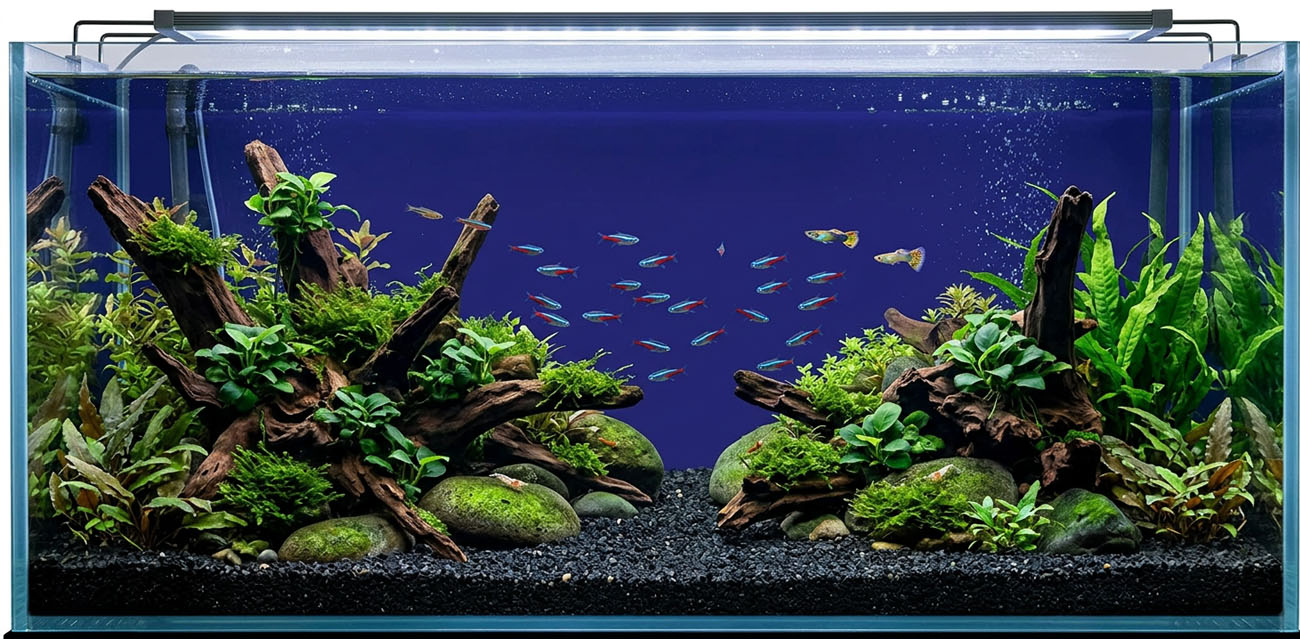 Tło do akwarium dwustronne Podwodna Palma / Niebieskie 60x120 cm ZOLUX