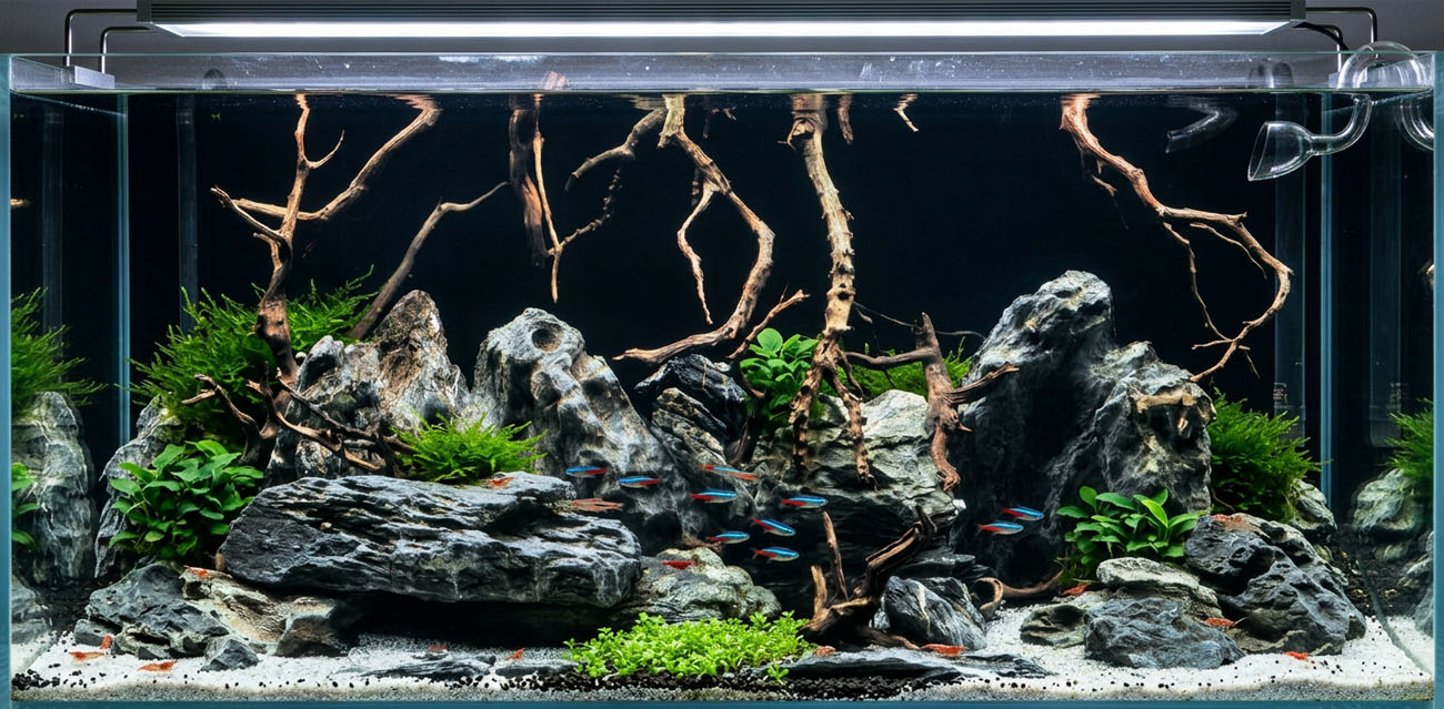 Tło do akwarium dwustronne Kamienie / Woda Aqua Nova
