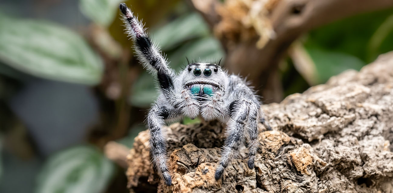 Żywienie Skakuna Phidippus regius White Bahamas