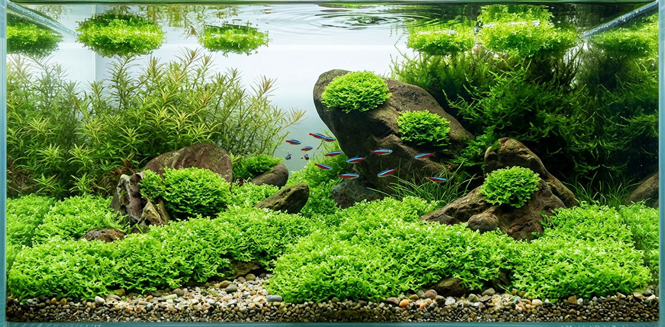 Riccia fluitans - roślina do akwarium
