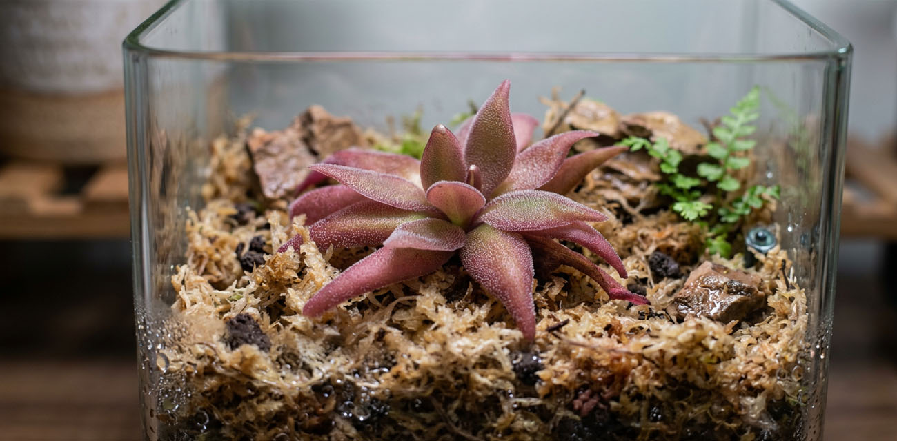 Pinguicula 'Red Starfish' - roślina owadożerna tłustosz do terrarium