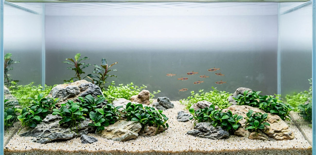Miniaturowy Anubias na pierwszy plan