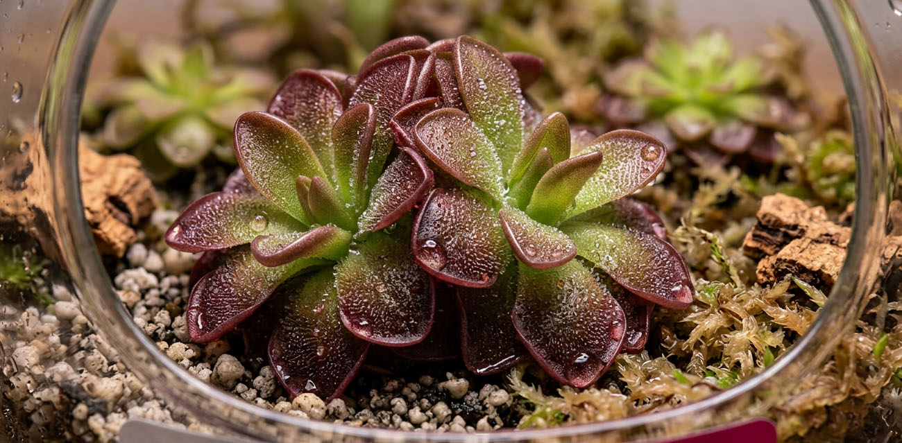 Pinguicula Red Hybride - roślina owadożerna tłustosz do terrarium